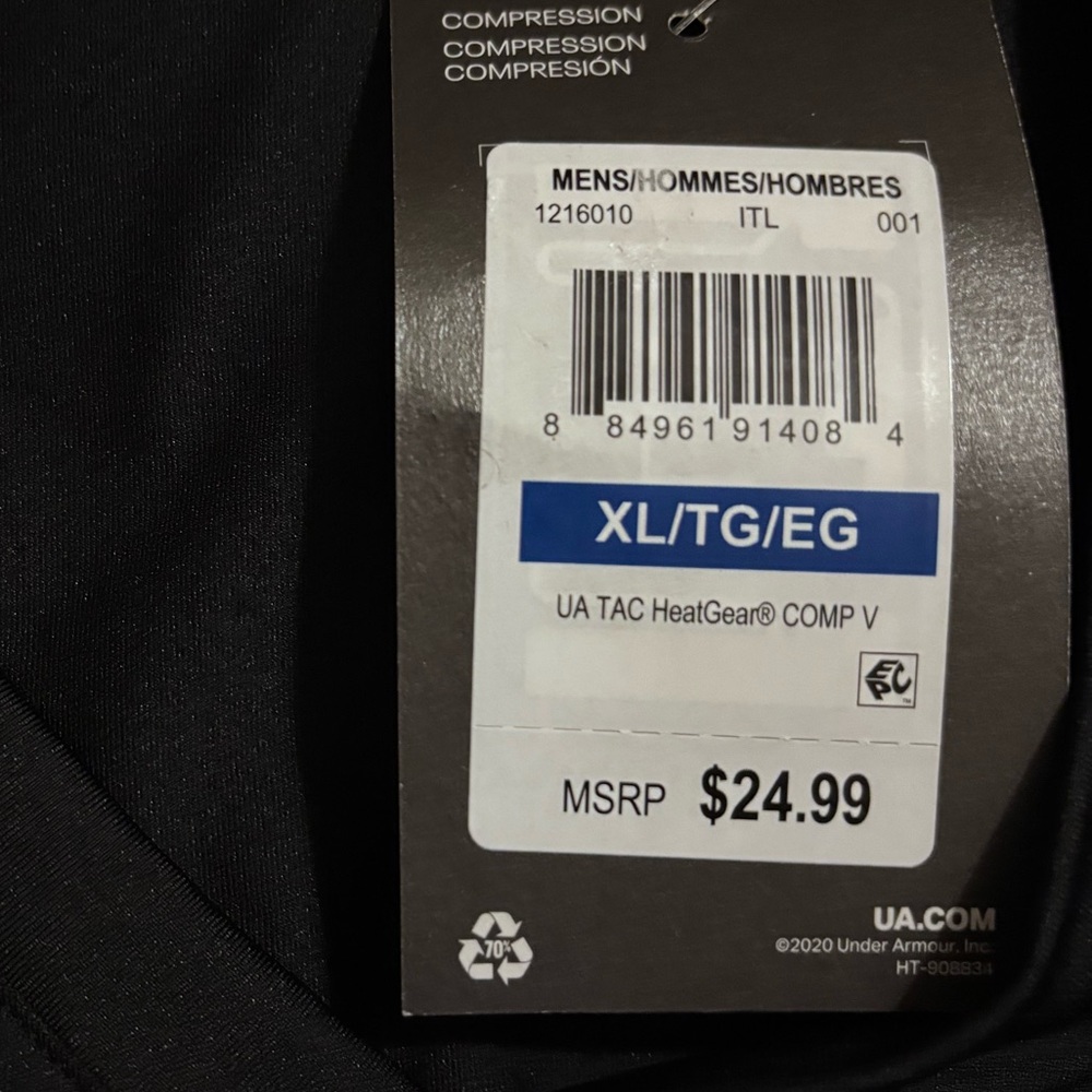 Under Armour Tactical HeatGear® Compression Men's V-Neck T-Shirt Black XL - Picture 10 of 13